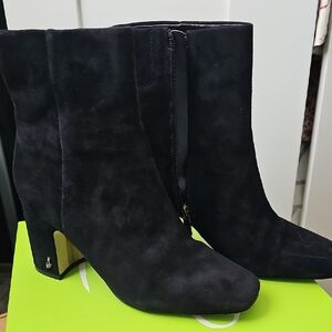 Sam Edelman Black Suede Block Heel Ankle Boots